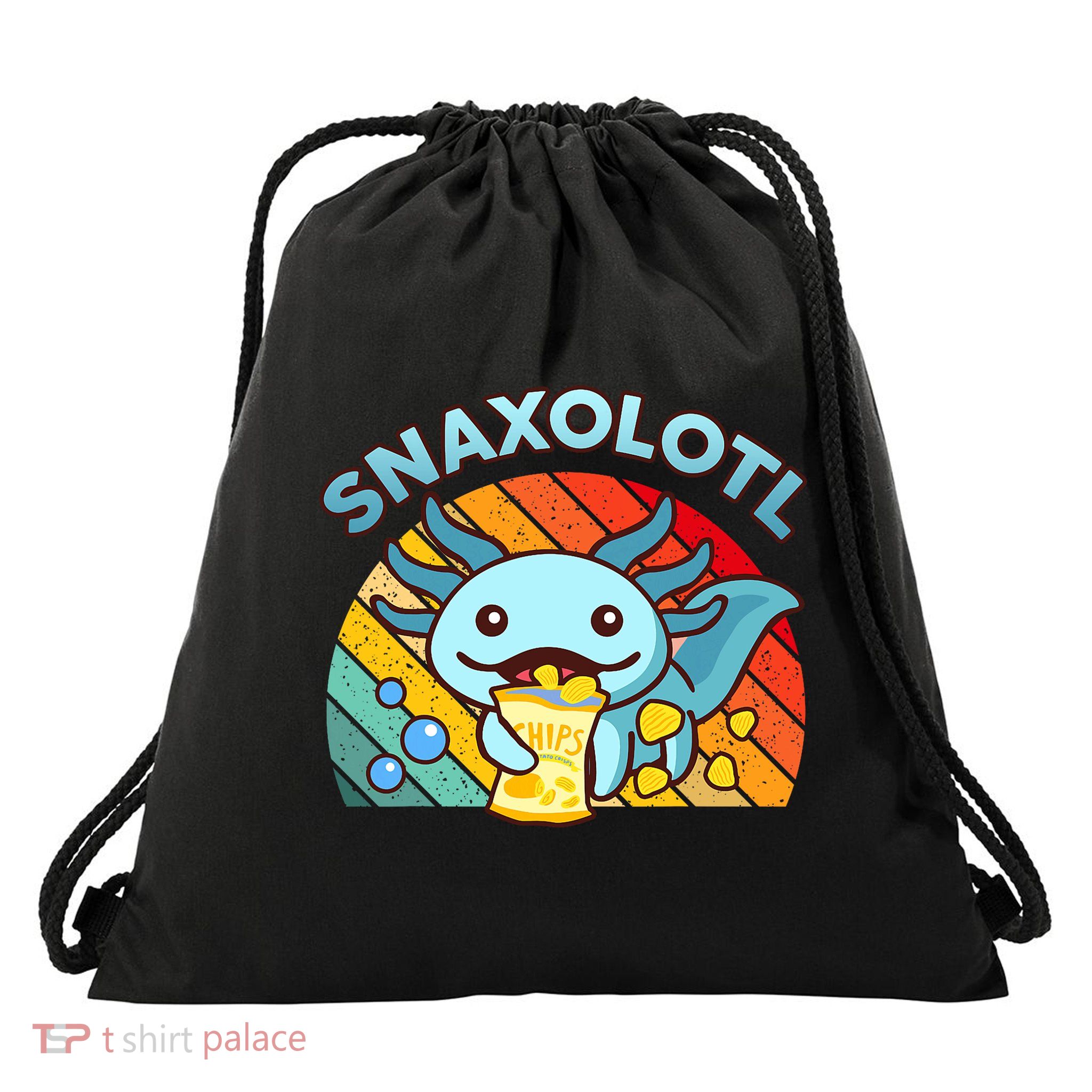 Axolotl- Snaxolotl Cute Axolotl Snacks Funny Food  Drawstring Bag