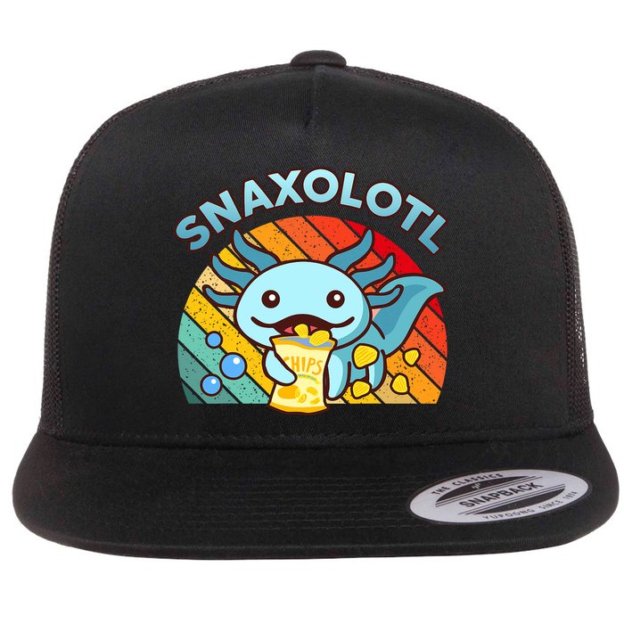 Axolotl- Snaxolotl Cute Axolotl Snacks Funny Food  Flatbill Hat