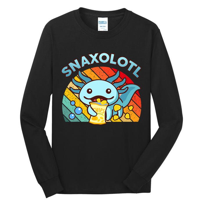 Axolotl- Snaxolotl Cute Axolotl Snacks Funny Food  Tall Long Sleeve T-Shirt