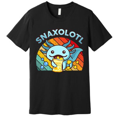Axolotl- Snaxolotl Cute Axolotl Snacks Funny Food  Premium T-Shirt