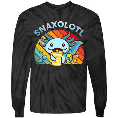 Axolotl- Snaxolotl Cute Axolotl Snacks Funny Food  Tie-Dye Long Sleeve Shirt