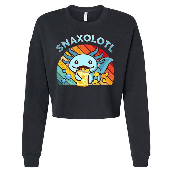 Axolotl- Snaxolotl Cute Axolotl Snacks Funny Food  Cropped Pullover Crew
