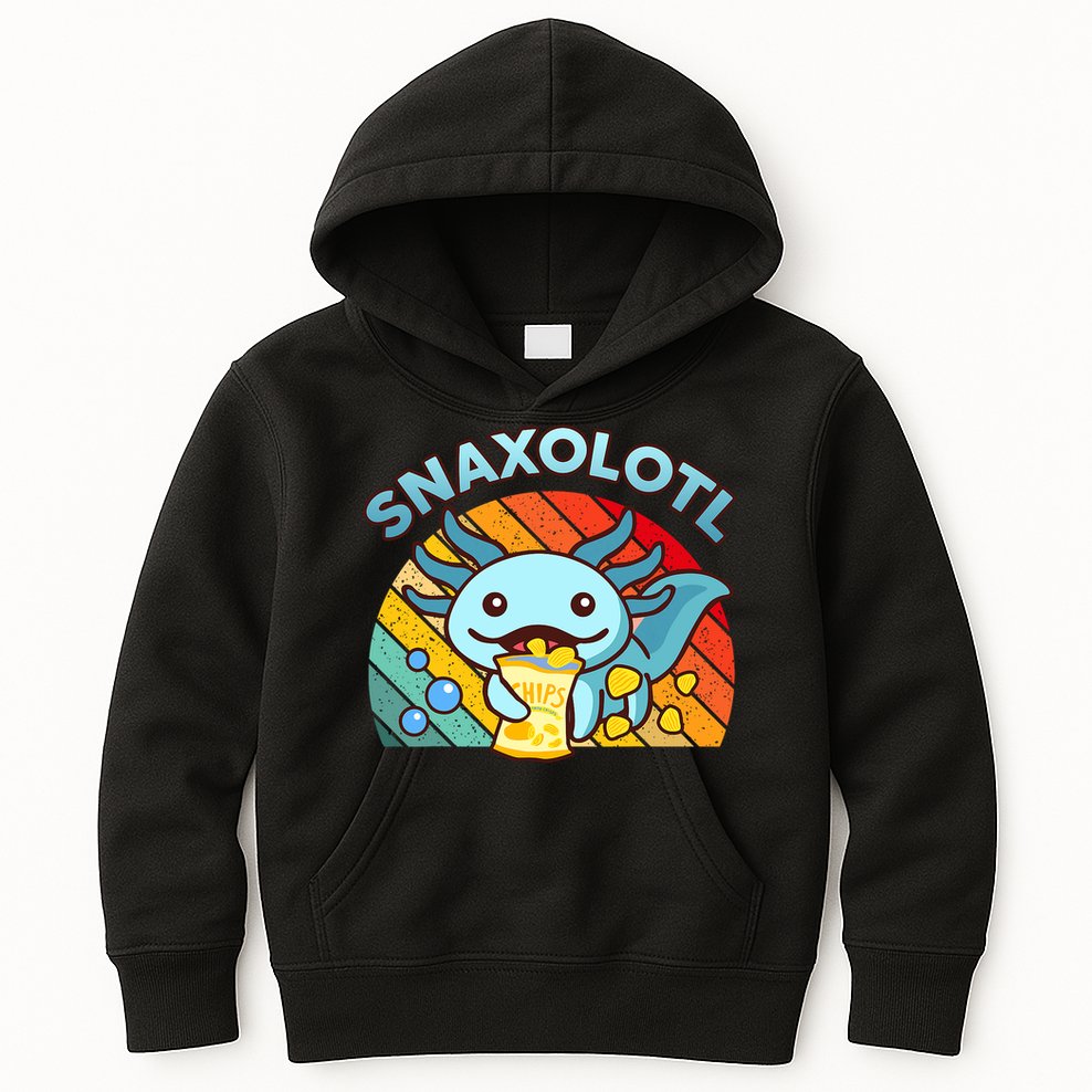 Axolotl- Snaxolotl Cute Axolotl Snacks Funny Food  Kids Hoodie
