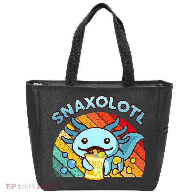 Axolotl- Snaxolotl Cute Axolotl Snacks Funny Food  Zip Tote Bag