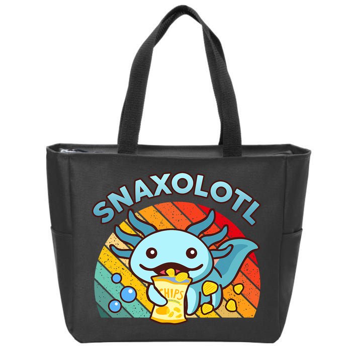 Axolotl- Snaxolotl Cute Axolotl Snacks Funny Food  Zip Tote Bag