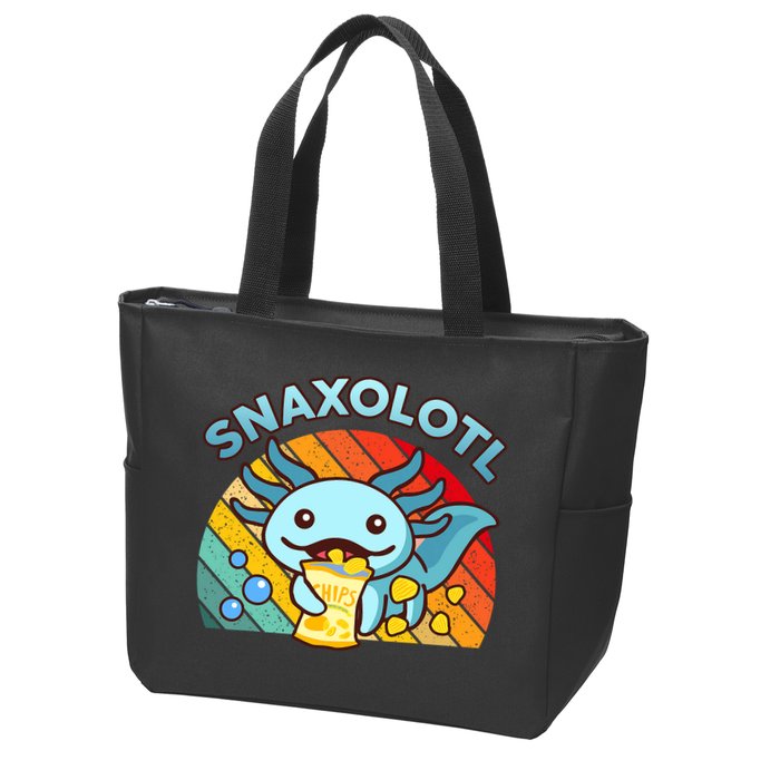 Axolotl- Snaxolotl Cute Axolotl Snacks Funny Food  Zip Tote Bag
