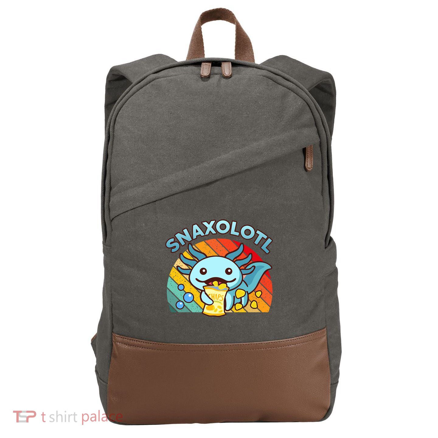 Axolotl- Snaxolotl Cute Axolotl Snacks Funny Food  Cotton Canvas Backpack