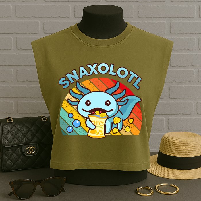 Axolotl- Snaxolotl Cute Axolotl Snacks Funny Food  Garment-Dyed Women's Muscle Tee