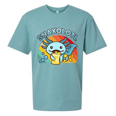 Axolotl- Snaxolotl Cute Axolotl Snacks Funny Food  Sueded Cloud Jersey T-Shirt