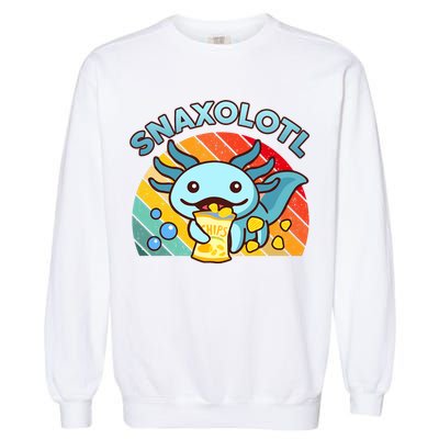 Axolotl- Snaxolotl Cute Axolotl Snacks Funny Food  Garment-Dyed Sweatshirt