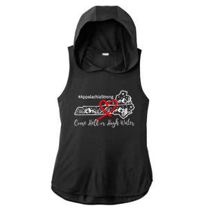 Appalachia Strong Come Hell Or High Water Mountain Ladies PosiCharge Tri-Blend Wicking Draft Hoodie Tank