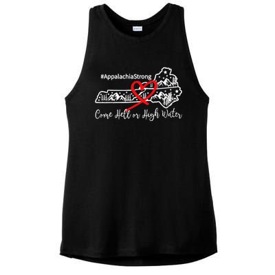 Appalachia Strong Come Hell Or High Water Mountain Ladies PosiCharge Tri-Blend Wicking Tank