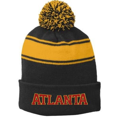 Atlanta Soccer City Vintage Atl Stripe Pom Pom Beanie