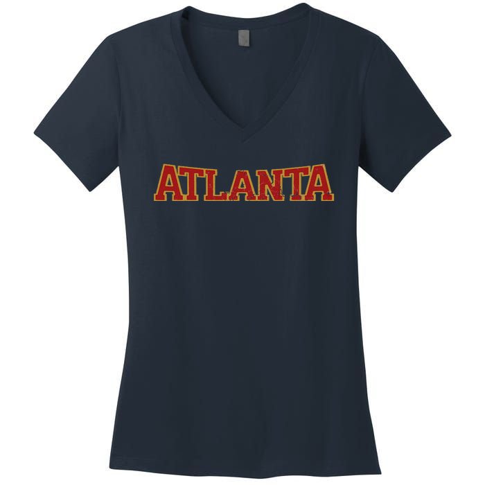 Atlanta Soccer City Vintage Atl Women's V-Neck T-Shirt