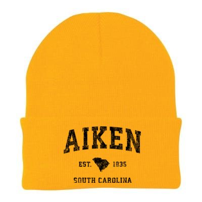 Aiken South Carolina Sc Vintage Athletic Sports Design Knit Cap Winter Beanie