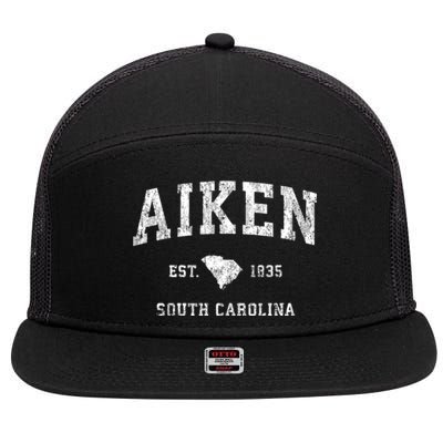 Aiken South Carolina Sc Vintage Athletic Sports Design 7 Panel Mesh Trucker Snapback Hat