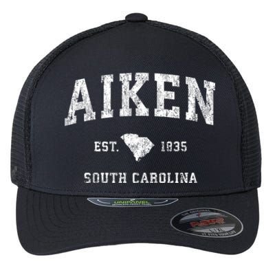 Aiken South Carolina Sc Vintage Athletic Sports Design Flexfit Unipanel Trucker Cap