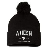 Aiken South Carolina Sc Vintage Athletic Sports Design Pom Pom 12in Knit Beanie