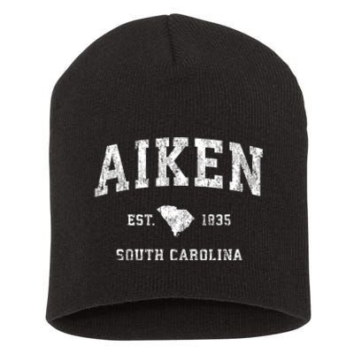 Aiken South Carolina Sc Vintage Athletic Sports Design Short Acrylic Beanie