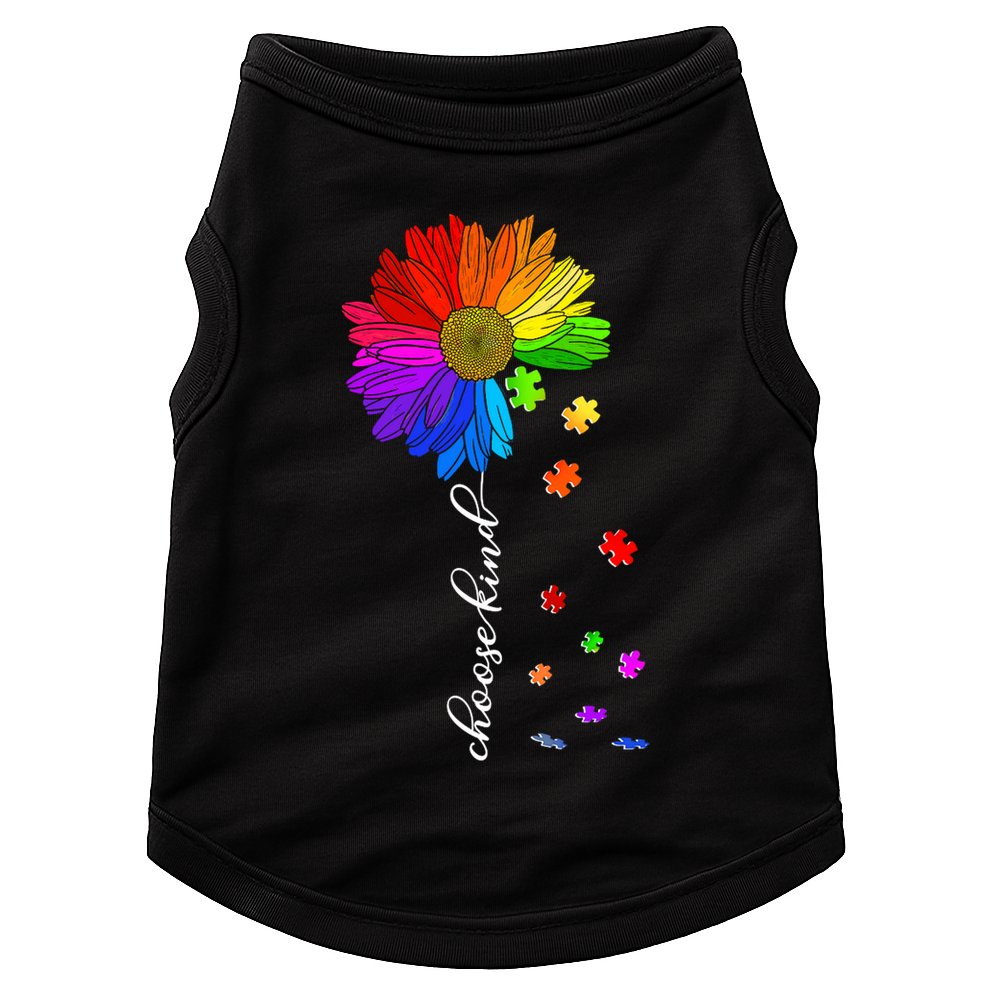 Autism Sunflower Choose Kind Doggie Tank