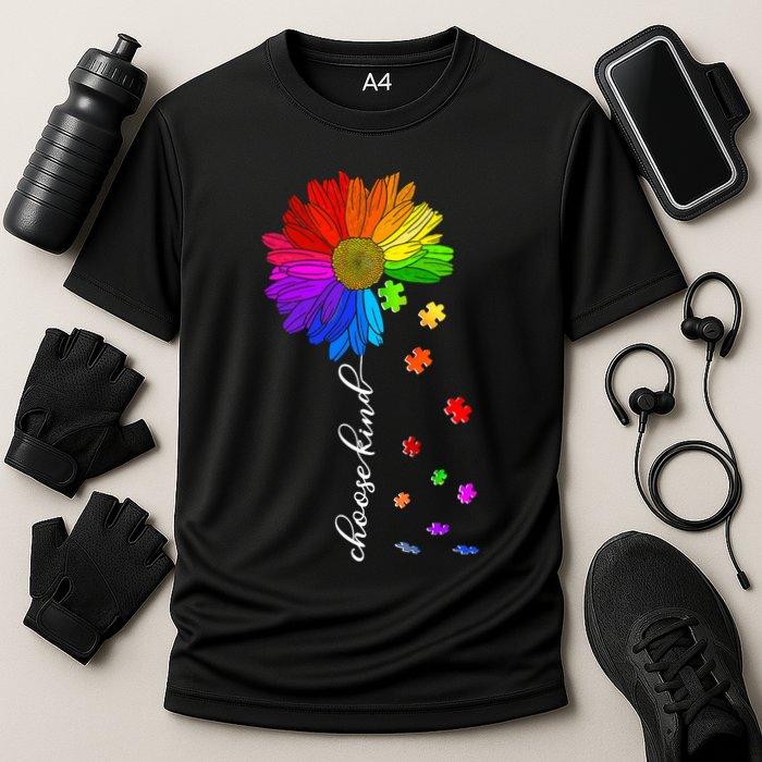 Autism Sunflower Choose Kind Cooling Performance Crew T-Shirt