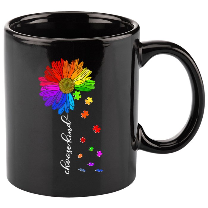 Autism Sunflower Choose Kind 11oz C Handle Ceramic Mug