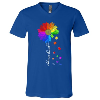 Autism Sunflower Choose Kind V-Neck T-Shirt