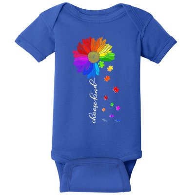 Autism Sunflower Choose Kind Baby Bodysuit