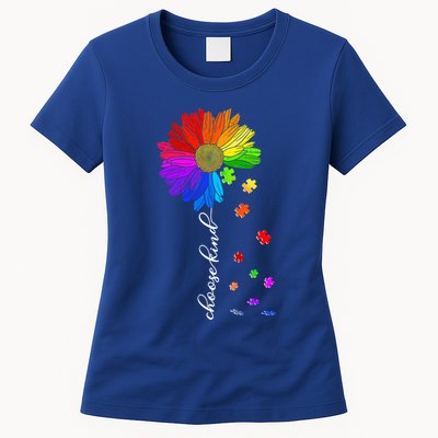 Autism Sunflower Choose Kind Womens T-Shirt