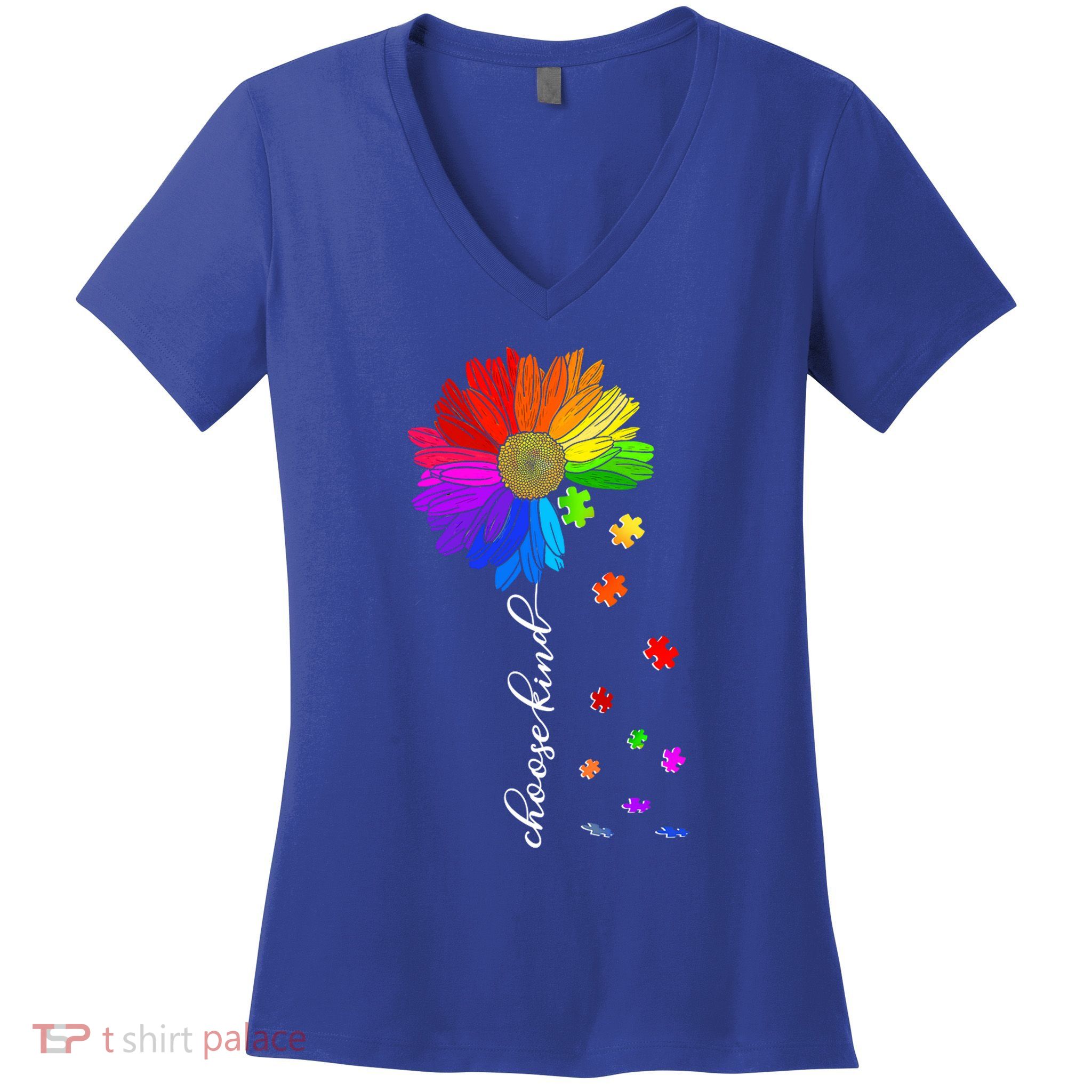 Autism Sunflower Choose Kind Women's V-Neck T-Shirt