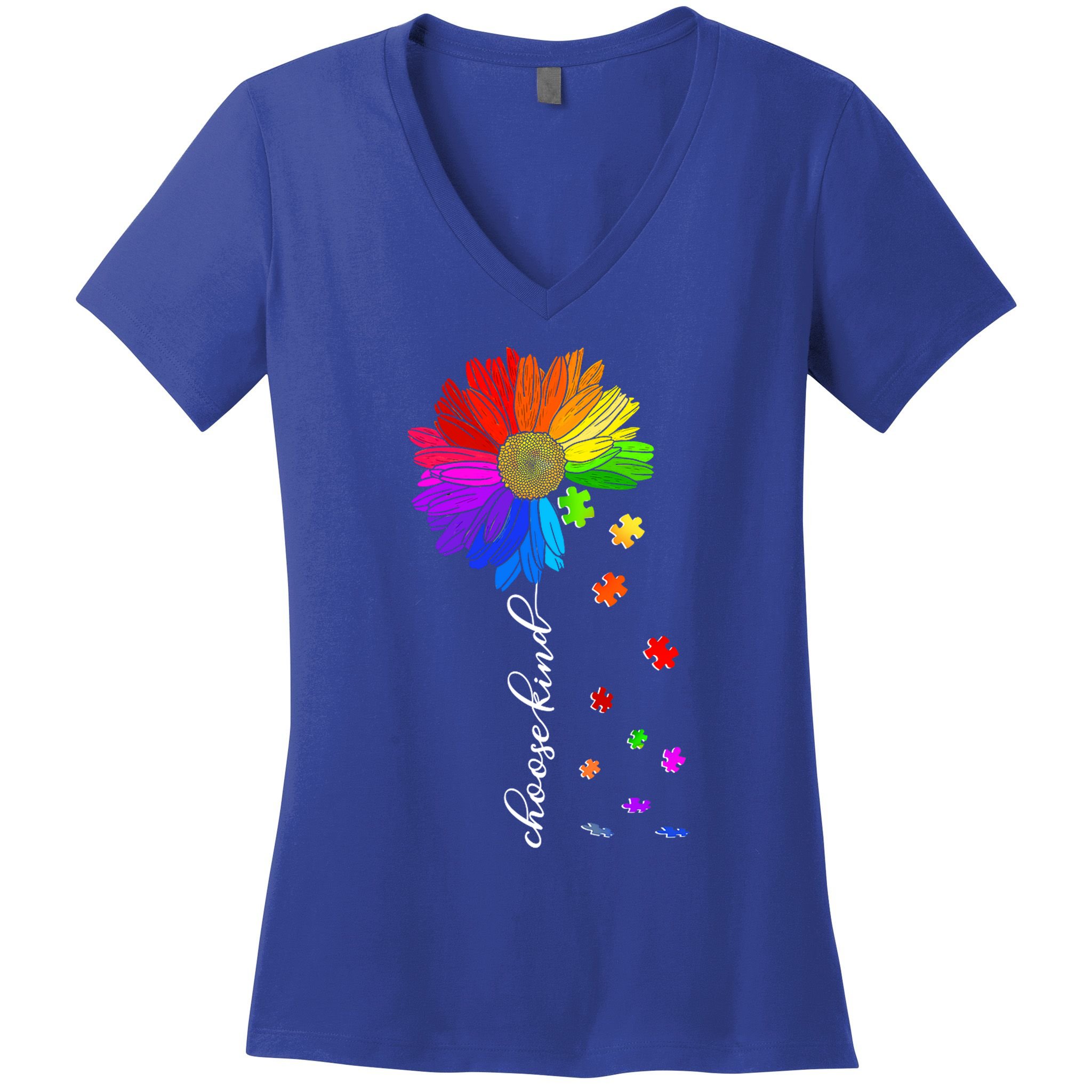Autism Sunflower Choose Kind Women's V-Neck T-Shirt