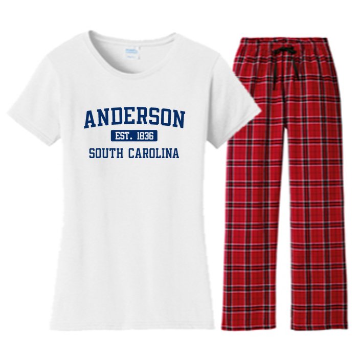 Anderson South Carolina Classic Varsity Style Block Letter Women's Flannel Pajama Set