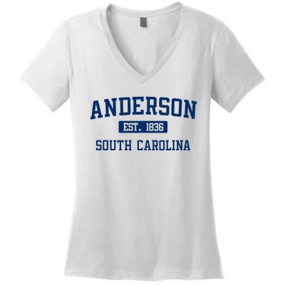 Anderson South Carolina Classic Varsity Style Block Letter Women's V-Neck T-Shirt