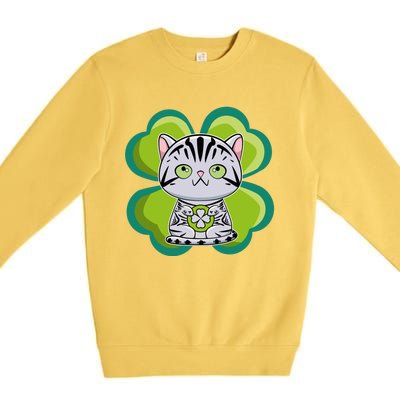 American Shorthair Cat Anime Kitten Irish St Patricks Funny Gift Premium Crewneck Sweatshirt