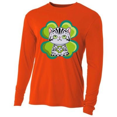 American Shorthair Cat Anime Kitten Irish St Patricks Funny Gift Cooling Performance Long Sleeve Crew