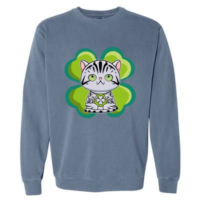 American Shorthair Cat Anime Kitten Irish St Patricks Funny Gift Garment-Dyed Sweatshirt