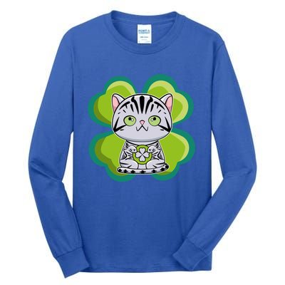 American Shorthair Cat Anime Kitten Irish St Patricks Funny Gift Tall Long Sleeve T-Shirt