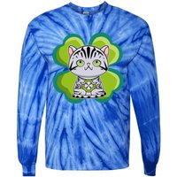 American Shorthair Cat Anime Kitten Irish St Patricks Funny Gift Tie-Dye Long Sleeve Shirt