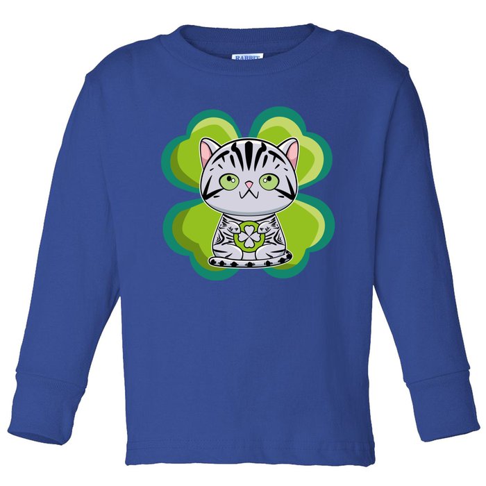 American Shorthair Cat Anime Kitten Irish St Patricks Funny Gift Toddler Long Sleeve Shirt