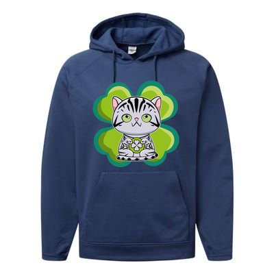 American Shorthair Cat Anime Kitten Irish St Patricks Funny Gift Performance Fleece Hoodie