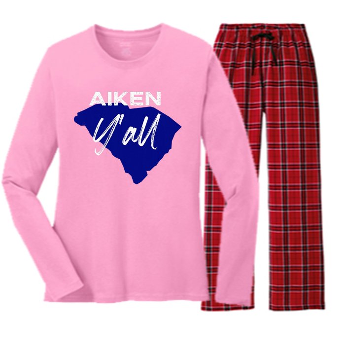 Aiken South Carolina YAll Sc Palmetto State Road Trip Women's Long Sleeve Flannel Pajama Set 