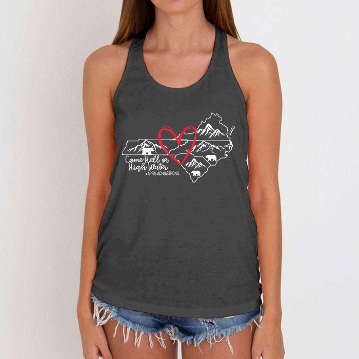 Appalachia Strong Come Hell Or High Water United Mountain Women's Knotted Racerback Tank