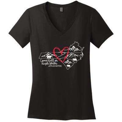 Appalachia Strong Come Hell Or High Water United Mountain Women's V-Neck T-Shirt