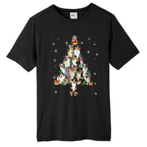 Australian Shepherd Christmas Tree Lights Xmas Pajama Dog Cool Gift Tall Fusion ChromaSoft Performance T-Shirt