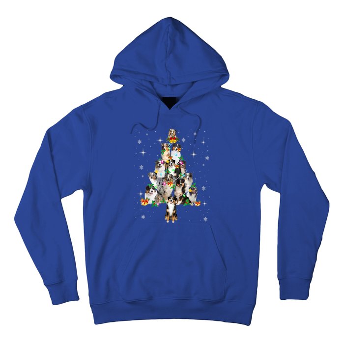 Australian Shepherd Christmas Tree Lights Xmas Pajama Dog Cool Gift Hoodie