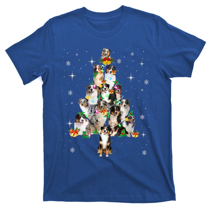 Australian Shepherd Christmas Tree Lights Xmas Pajama Dog Cool Gift T-Shirt