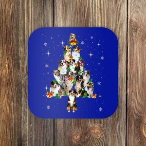 Australian Shepherd Christmas Tree Lights Xmas Pajama Dog Cool Gift Coaster