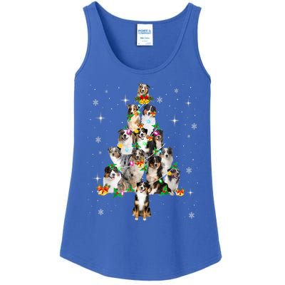 Australian Shepherd Christmas Tree Lights Xmas Pajama Dog Cool Gift Ladies Essential Tank