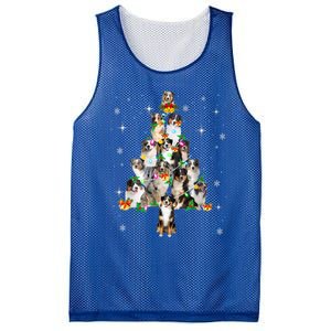 Australian Shepherd Christmas Tree Lights Xmas Pajama Dog Cool Gift Mesh Reversible Basketball Jersey Tank