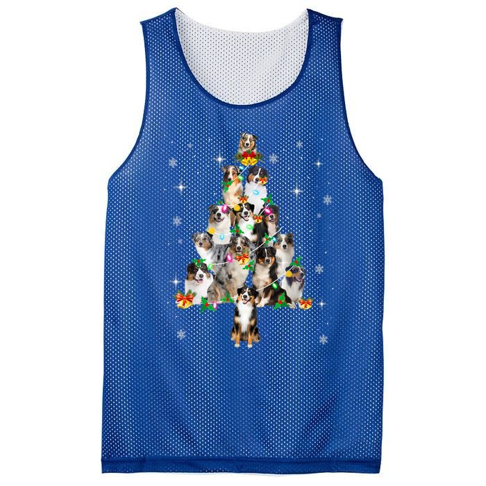 Australian Shepherd Christmas Tree Lights Xmas Pajama Dog Cool Gift Mesh Reversible Basketball Jersey Tank